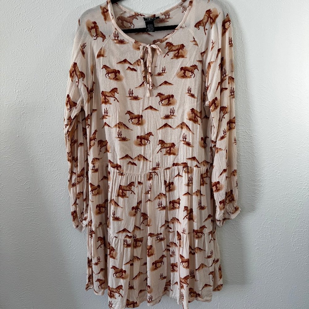 Wrangler Women's Retro Long Sleeve Horse Print Dress - Size M